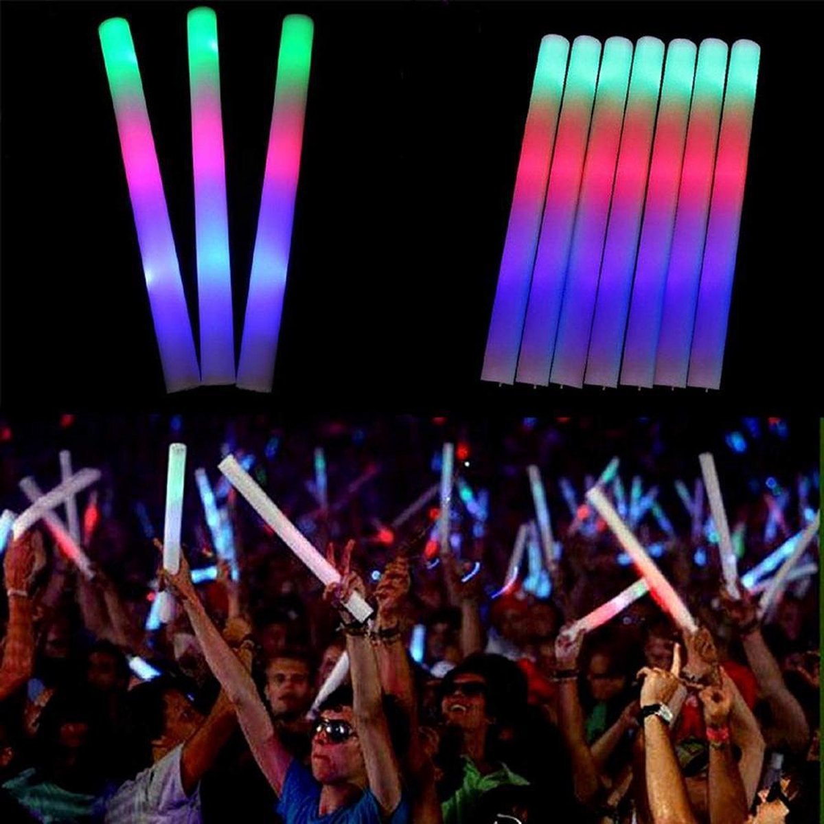 Lichtgevende foam LED sticks 10 stuks / Foamsticks - Partysticks -Bruiloft Huwelijk