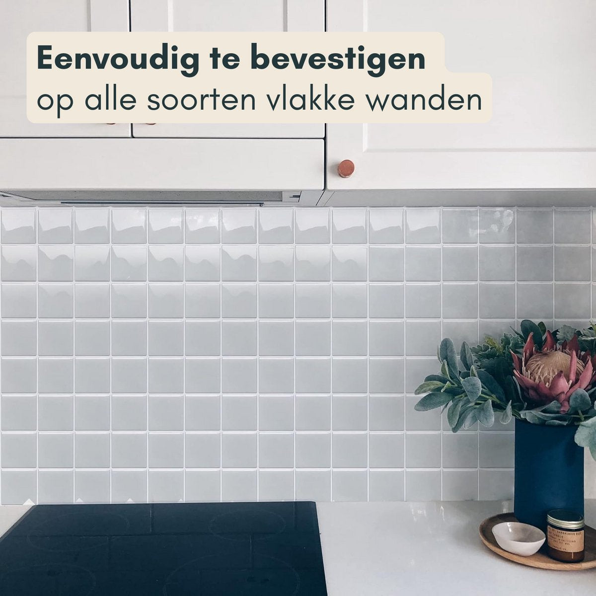 Solusia Zelfklevende Plaktegels - Grijs – 10 Luxe Plaktegels voor Wand – Waterdichte Wandpanelen voor Keuken, Badkamer en Toilet – 25,4 x 25,4 cm – Makkelijk aan te brengen - Tegeltjes Tegelstickers Mozaïek