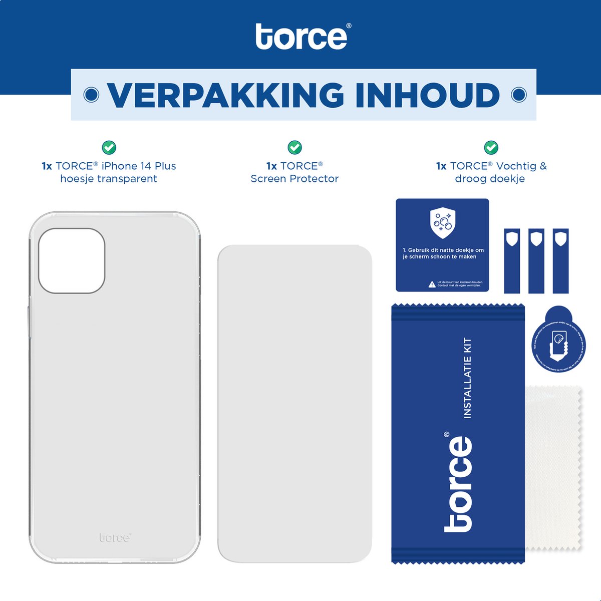 TORCE iPhone 14 Plus Hoesje Met Screenprotector - Transparant - TPU