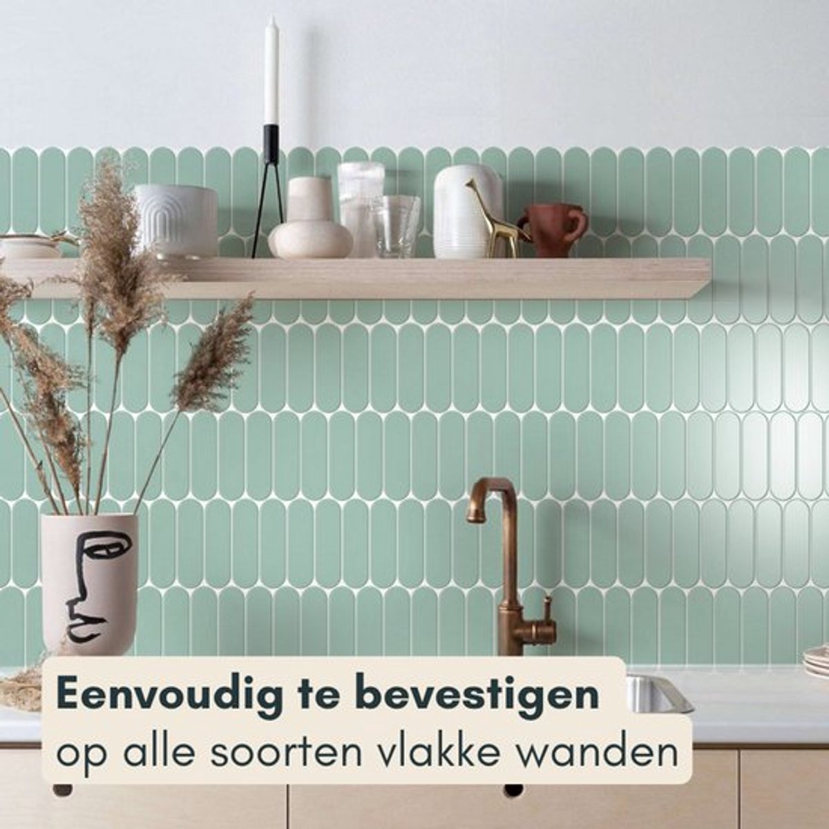 Solusia Zelfklevende Plaktegels Groen – 10 Luxe Plaktegels voor Wand – Waterdichte Wandpanelen voor Keuken, Badkamer en Toilet – 25,4 x 25,4 cm – Makkelijk aan te brengen - Tegeltjes Tegelstickers Ovaal