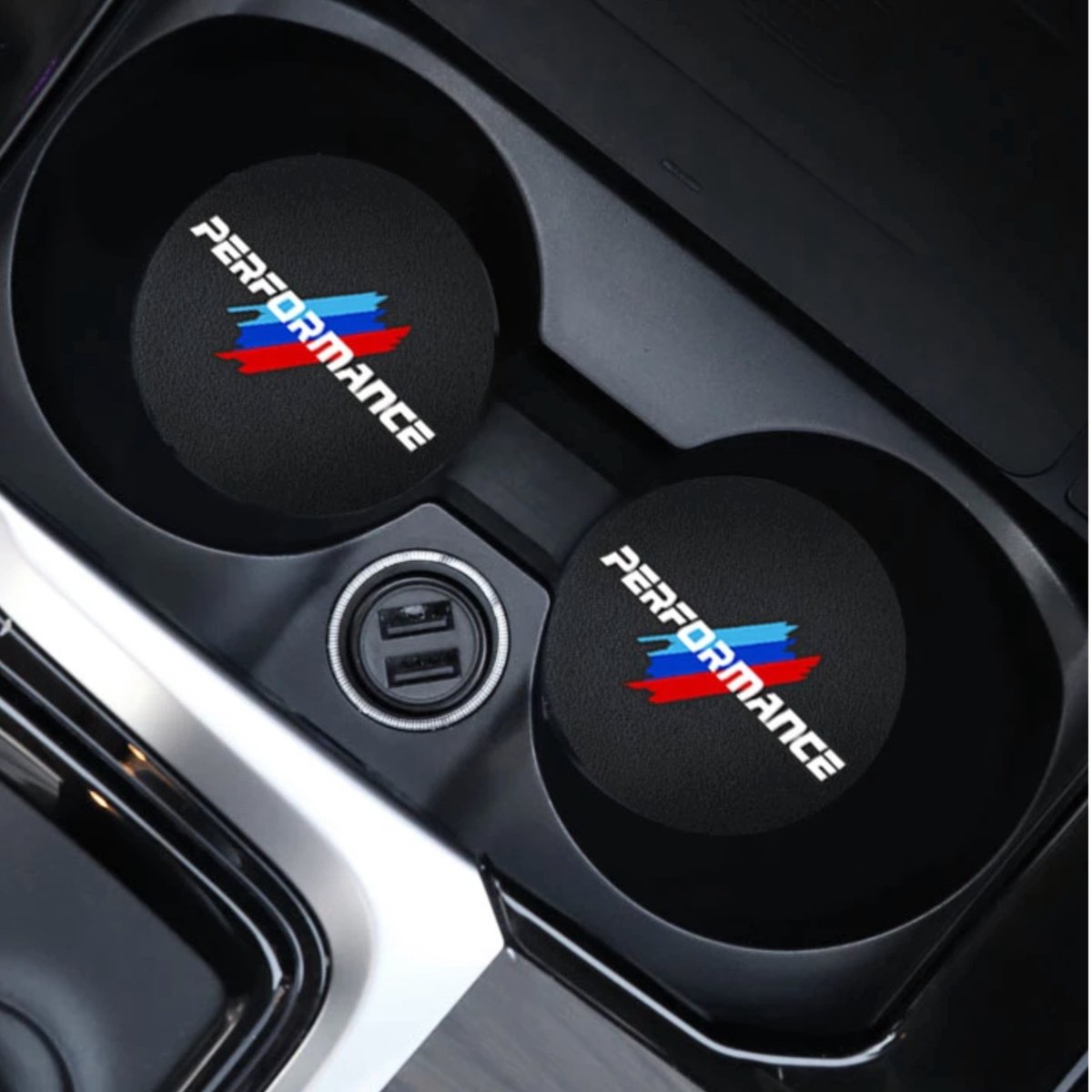 Set van 2 Bekerhouder Inleggers - Performance - Lederen Look - Geschikt voor alle automerken/ universeel - Lederen Bekerhouders Onderzetters - Zwart - Auto Accessoires