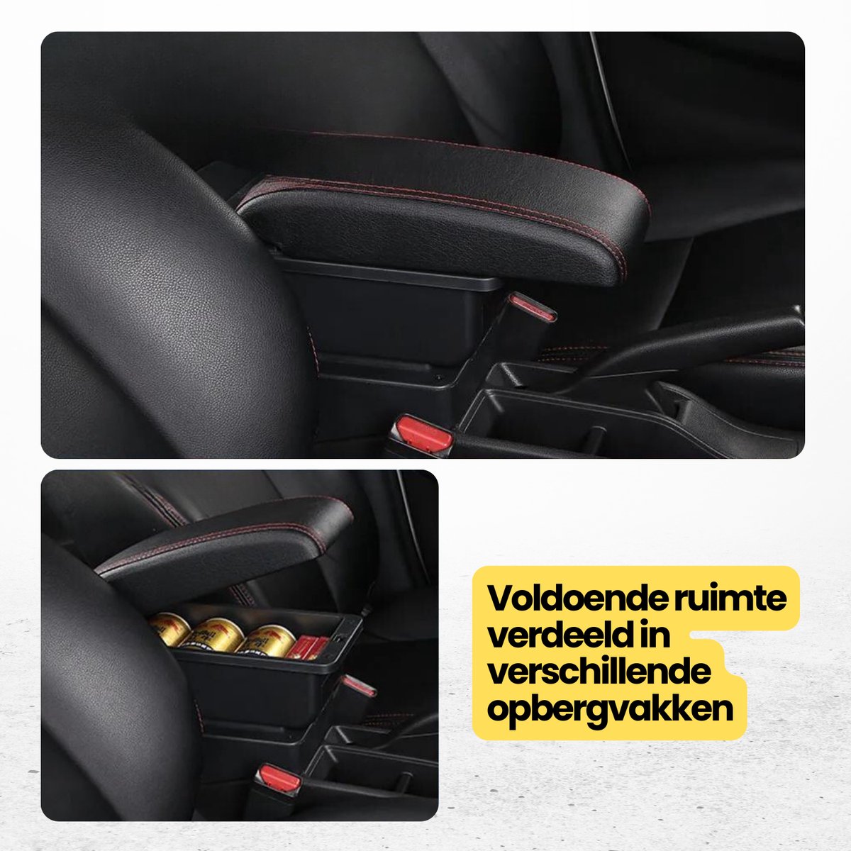 Multifunctionele Armsteun - Geschikt voor Toyota Aygo, Peugeot 107 en Citroen C1 (2005-2014) - 3 USB Aansluitingen - Opbergvakken - Past in Bekerhouder