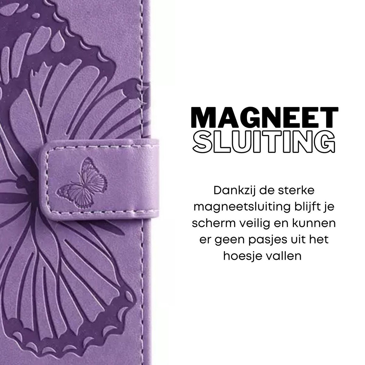 Hoesje Vlinders Paars - Geschikt voor Samsung Galaxy A53 5G - Portemonnee Book Case - Boekje Met Kaarthouder / Pasjeshouder en Magneetsluiting - Booklet Beschermhoes voor Pasjes