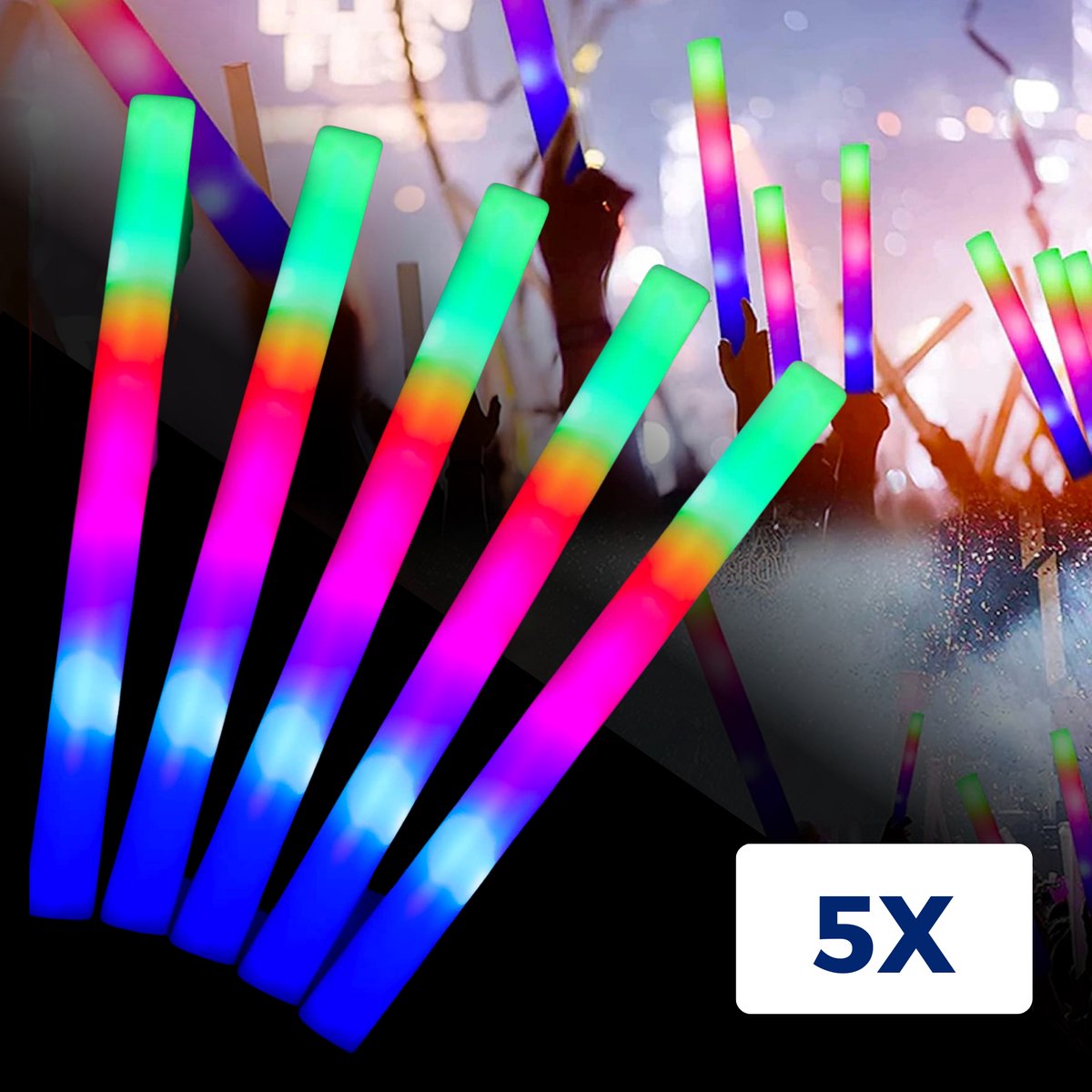 10x Led Foam Sticks - Multicolor Led - Lange Brandduur - Neon Party Sticks - Verjaardag Feest Versiering - Bruiloft Huwelijk - Lichtstaaf - Lampjes Kerst - Glow in The Dark