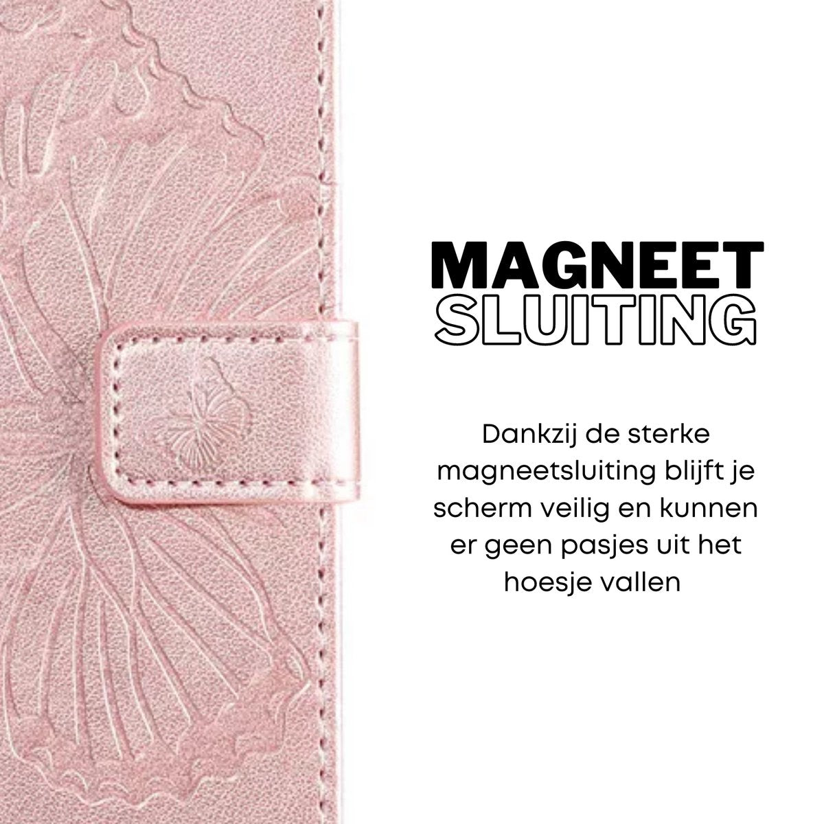 Hoesje Vlinders Roze - Geschikt voor OPPO A57 / A57s - Portemonnee Book Case - Boekje Met Kaarthouder / Pasjeshouder en Magneetsluiting - Booklet Beschermhoes - Boekhoesje