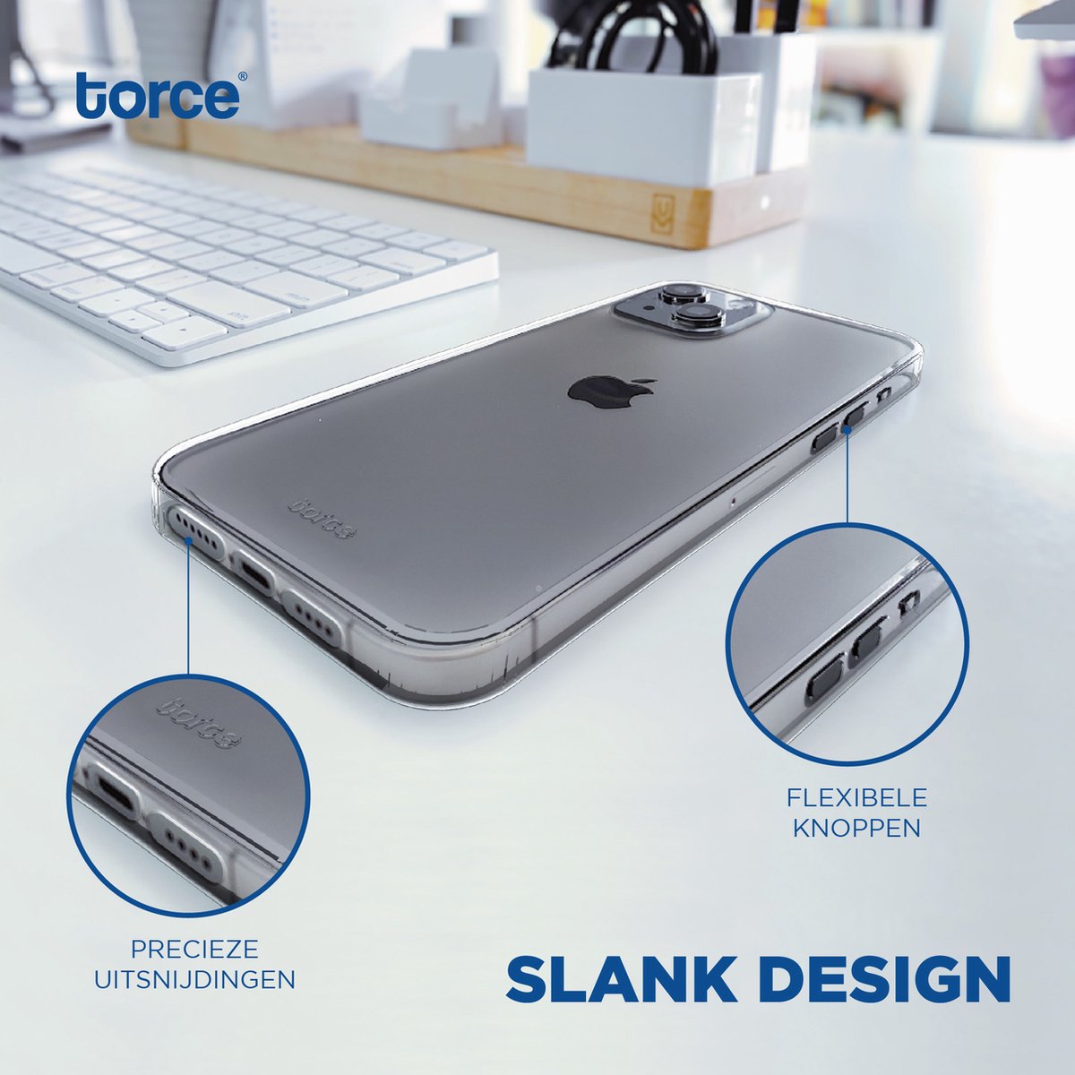 TORCE® iPhone 13 Hoesje - Case Transparant + Gratis Glass Screenprotector
