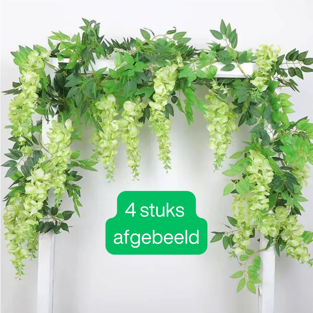 Bloemenslinger Wisteria Geel Wit - Bloemenstreng 1,8 Meter Blauwe Regen - Fietsmand of Stuur - 180 CM Bloemen Blauweregen - Plastic Kunstbloemen Fiets Slinger