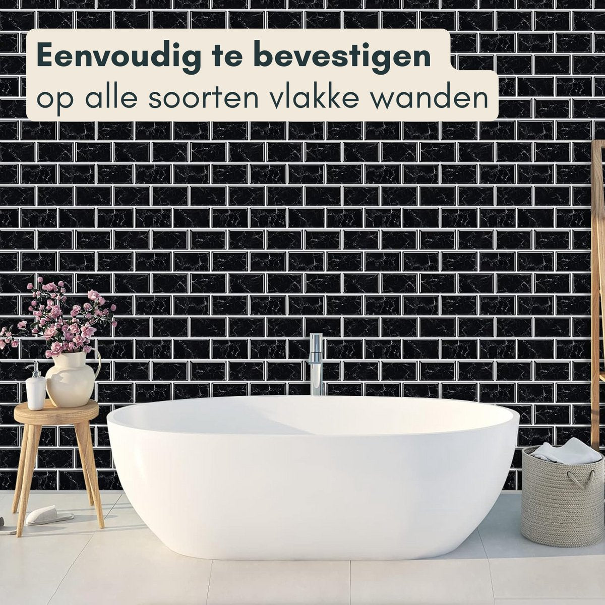 Solusia Zelfklevende Plaktegels - Zwart Marmer – 10 Luxe Plaktegels voor Wand – Waterdichte Wandpanelen voor Keuken, Badkamer en Toilet – 30 x 21 cm – Makkelijk aan te brengen - Tegeltjes Tegelstickers Mozaïek