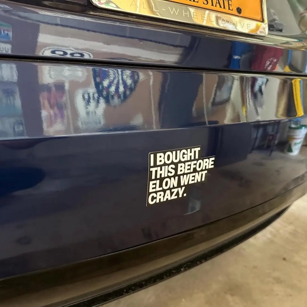 Auto Sticker - I BOUGHT THIS BEFORE ELON WENT CRAZY - Elon - Wit Zwart - 1 Meme Sticker - Hoogwaardig Vinyl - Autostickers Wrap Folie - Geschikt voor Tesla - Auto Accessoires