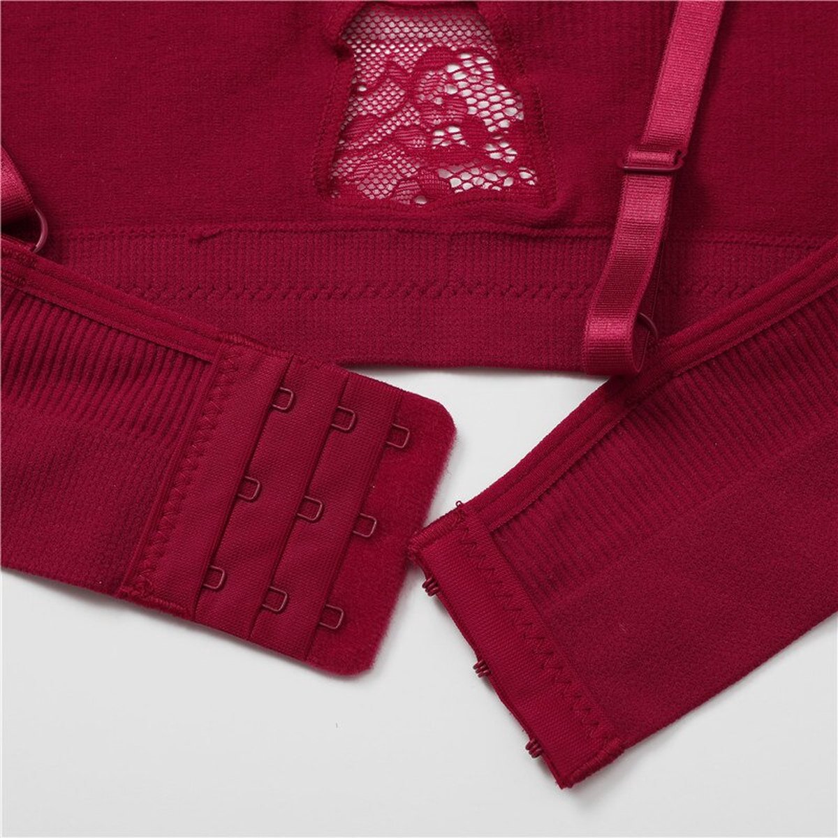 Sexy Bralette Rood - Design met Kant - Dames Beha Topje - Croptop BH - Elegante Bralette Zonder Beugel - Maat L