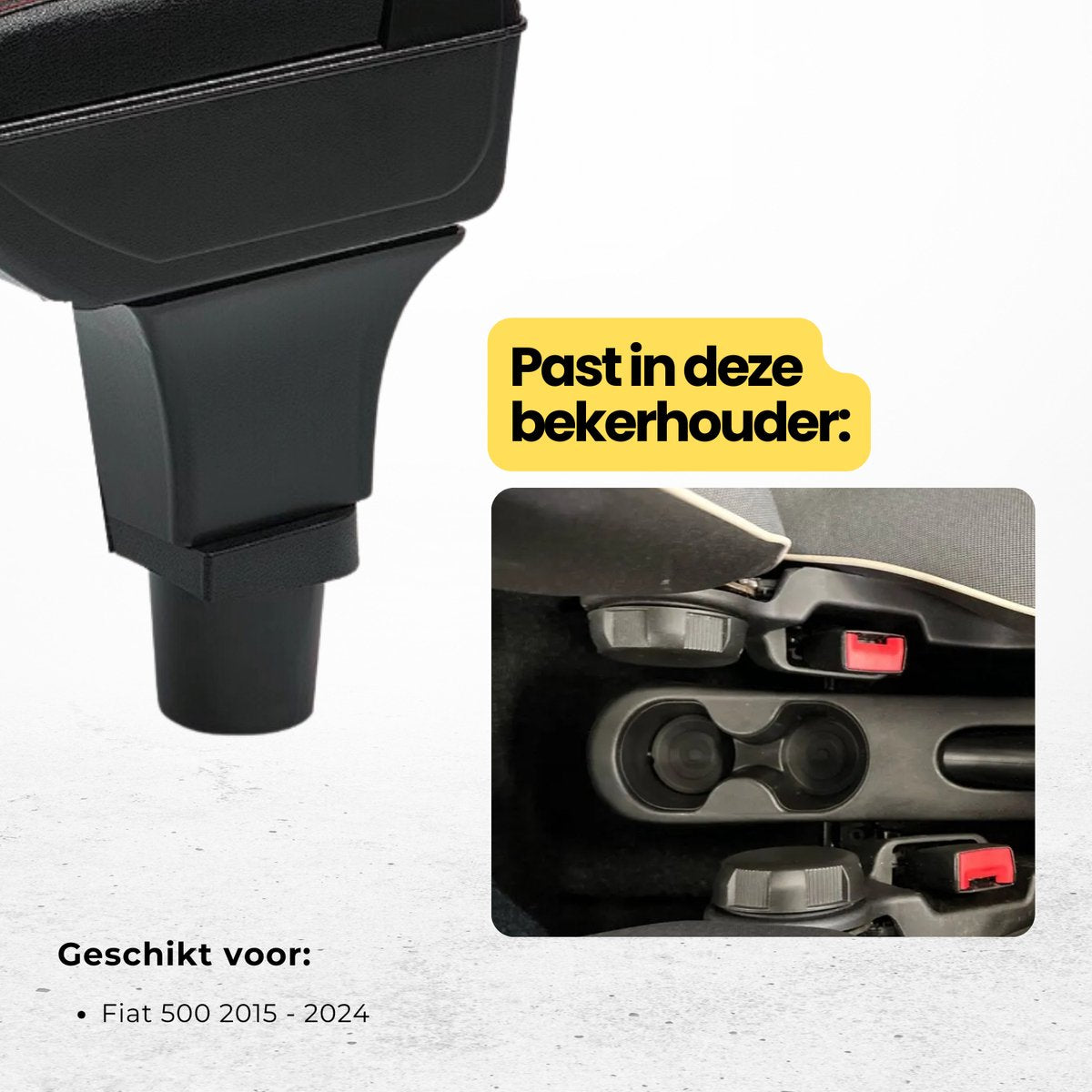 Multifunctionele Armsteun - Geschikt voor Fiat 500 (2015-2024) - 7 USB Aansluitingen - Opbergvakken - Bekerhouder