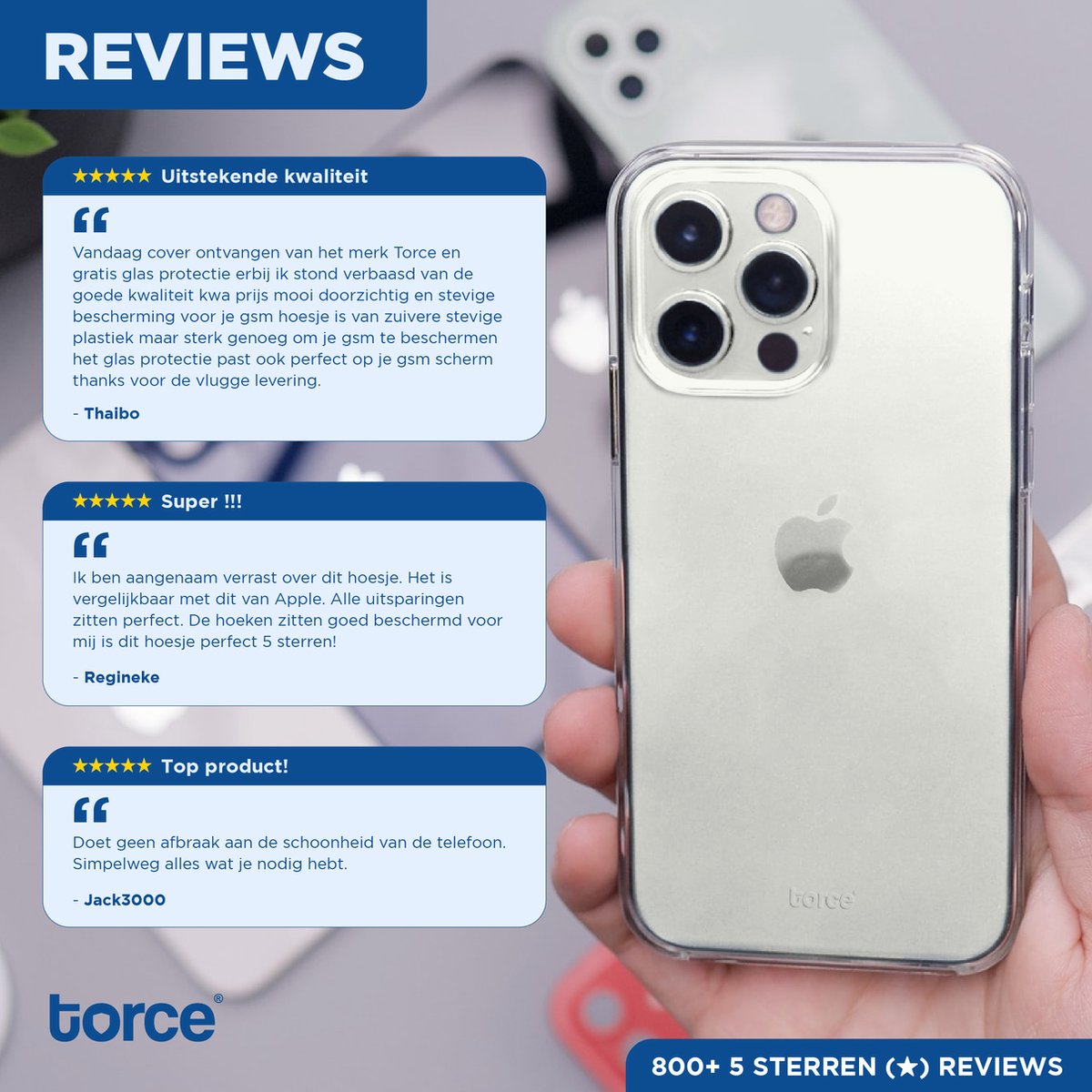TORCE® iPhone 13 Pro Max Hoesje - Case Transparant + Glass Screenprotector