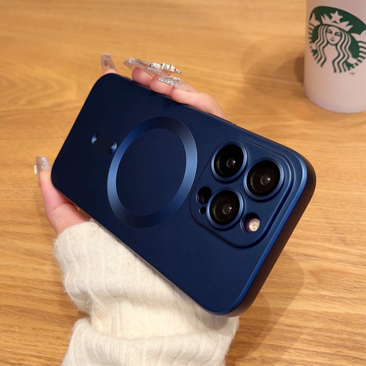 Shockproof Hoesje Blauw - Geschikt voor iPhone 14 Pro Max - Met Magneetring en Camera Protectors - Super Stevige Ultra TPU Case - Siliconen Soft Touch - Magneet Compatible