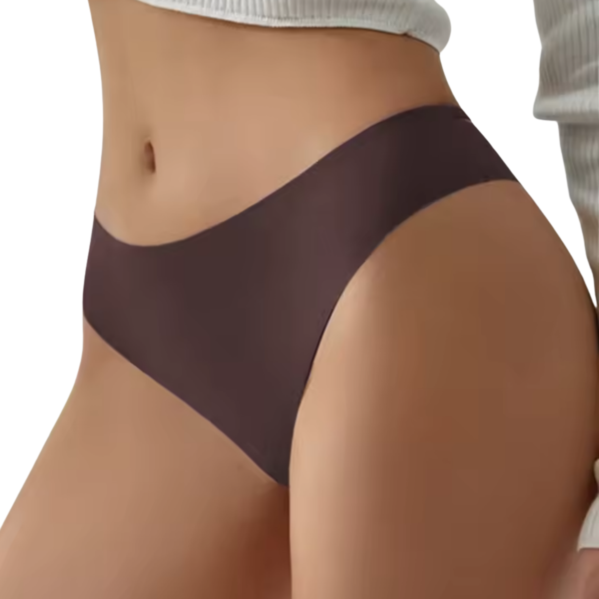 Naadloze Dames String - Bruin - Dubbele Bandjes - Naadloos / Seamless Ondergoed - Comfortabele en Sexy Lingerie - Brazilian / Slip / Onderbroek - Maat S