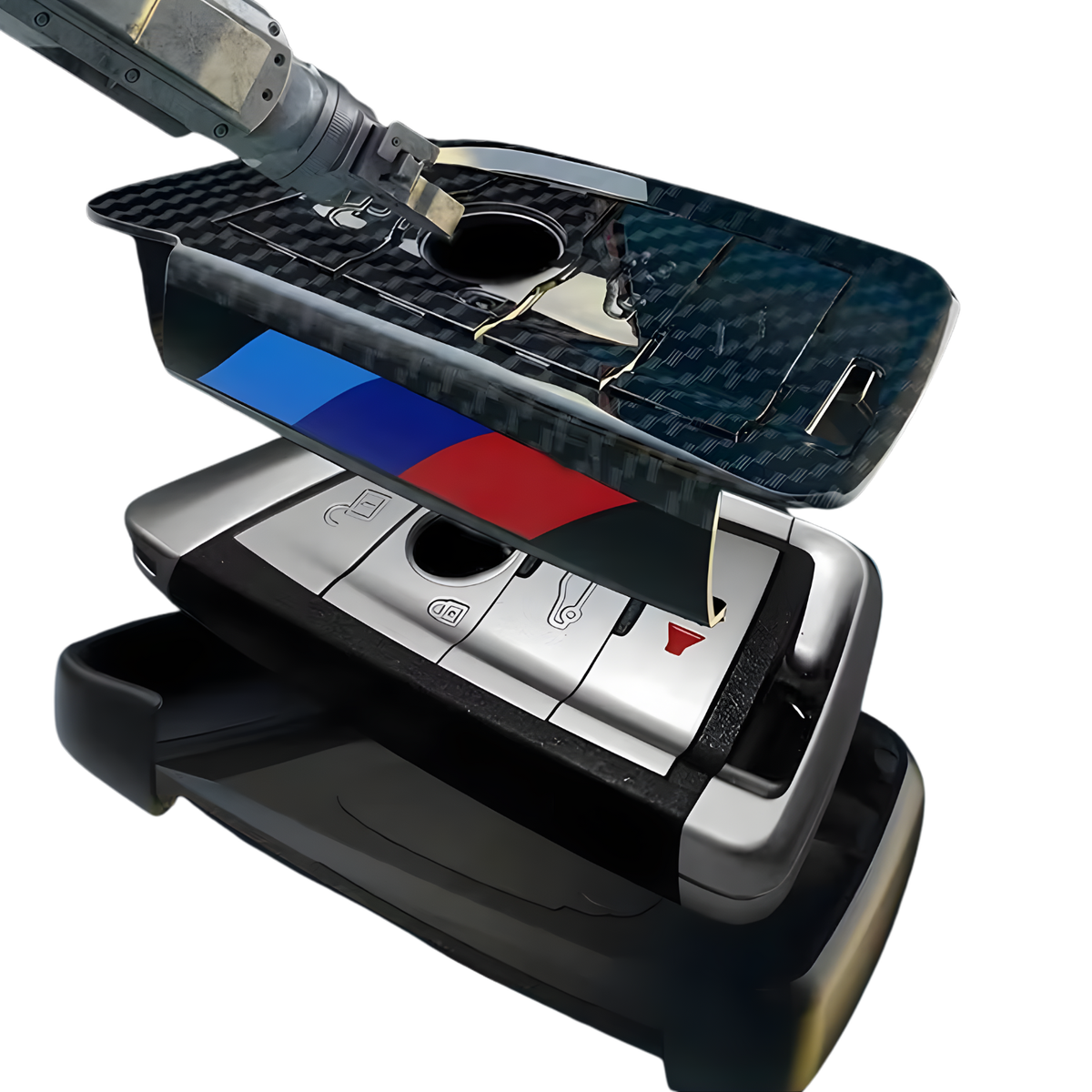 Premium Sleutelcover - Carbon Look - Sleutelhoesje Geschikt voor Sleutelhoesje Geschikt voor BMW 1 serie / 3 serie / 5 Serie / 7 Serie / X1 / X3 / X4 / X5 / F20 / F30 / F31 / F34 / M - Key Cover - Auto Accessoires