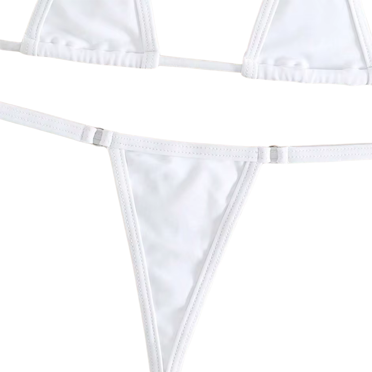 Sexy Dames Bikini Set – Wit - Mini Lingerie Set Tweedelig - Halter Top Zonder Beugel - Micro T String - Met Verstelbare Bandjes & Stretch - Ondergoed Voor Vrouwen - One Size