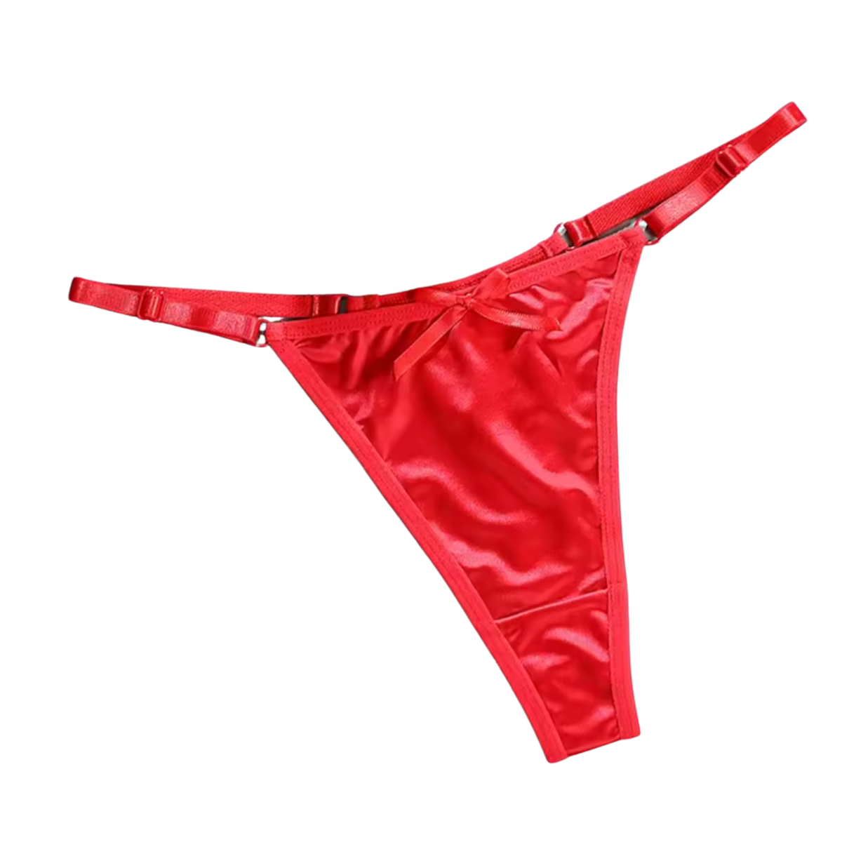 Sexy Satijnen String met Strik - Rood - Schattig - Satijn & Strikje - Dames Onderbroek - Lingerie / Ondergoed - Maat S