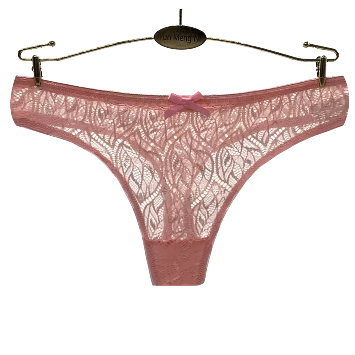 Kanten Dames String - Roze - Kant Met Strikje - Comfortabel Vrouwen Ondergoed / Lingerie - Sexy Slip / Onderbroek - Maat M