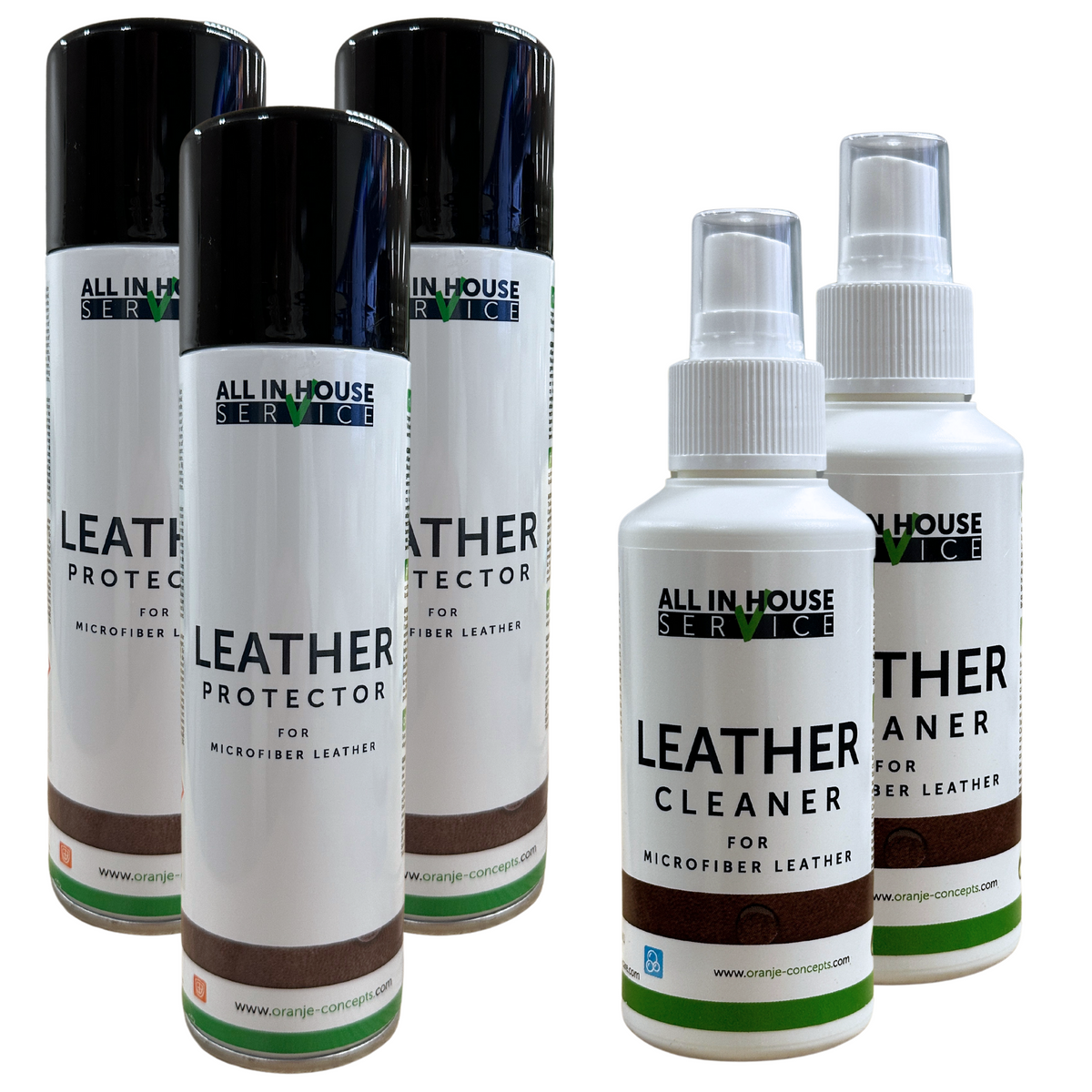 All-In House Microfiber Leather Protector Spray 3 x 250ml + Microfiber Leather Cleaner 2 x 100ml