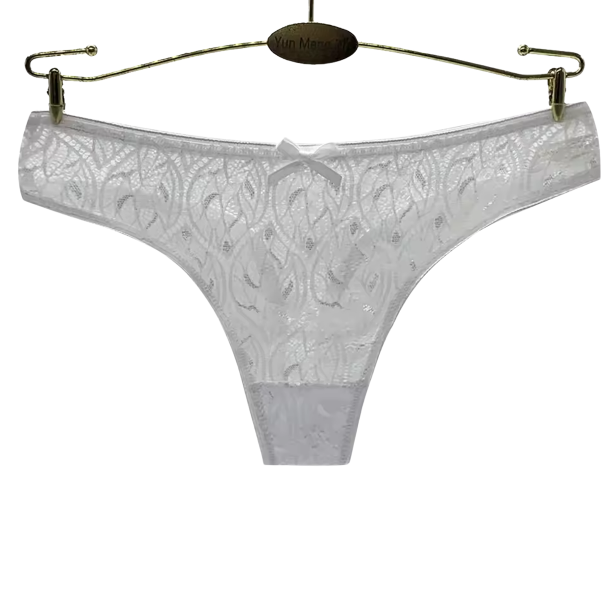 Kanten Dames String - Wit - Kant Met Strikje - Comfortabel Vrouwen Ondergoed / Lingerie - Sexy Slip / Onderbroek - Maat XL
