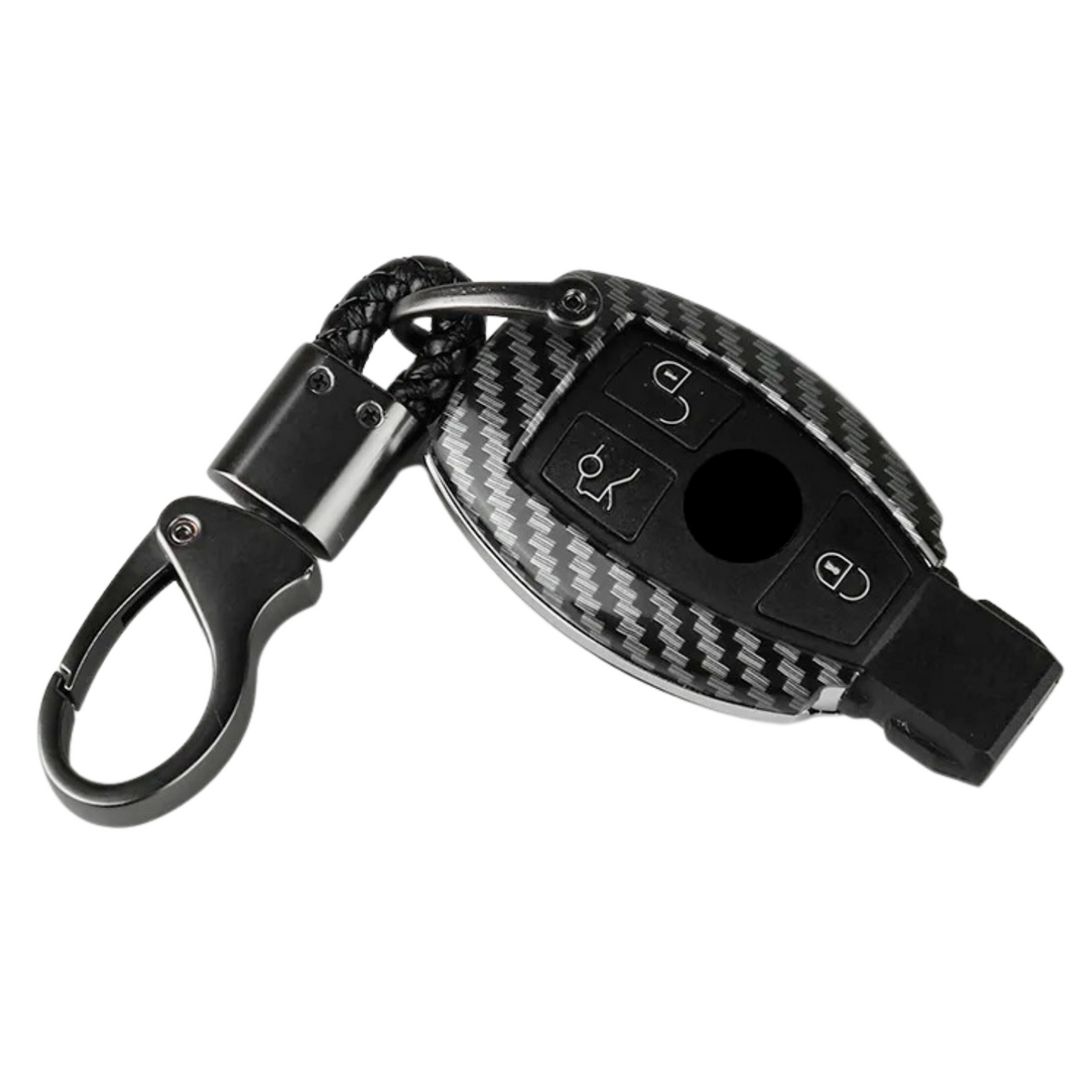 Premium Sleutelcover - Gloss Carbon Look - Sleutelhoesje Geschikt voor Mercedes Mercedes A Klasse / B Klasse / C Klasse / G Klasse / CLA / CLS / GLA / GL / SLK / AMG - Key Cover - Auto Accessoires