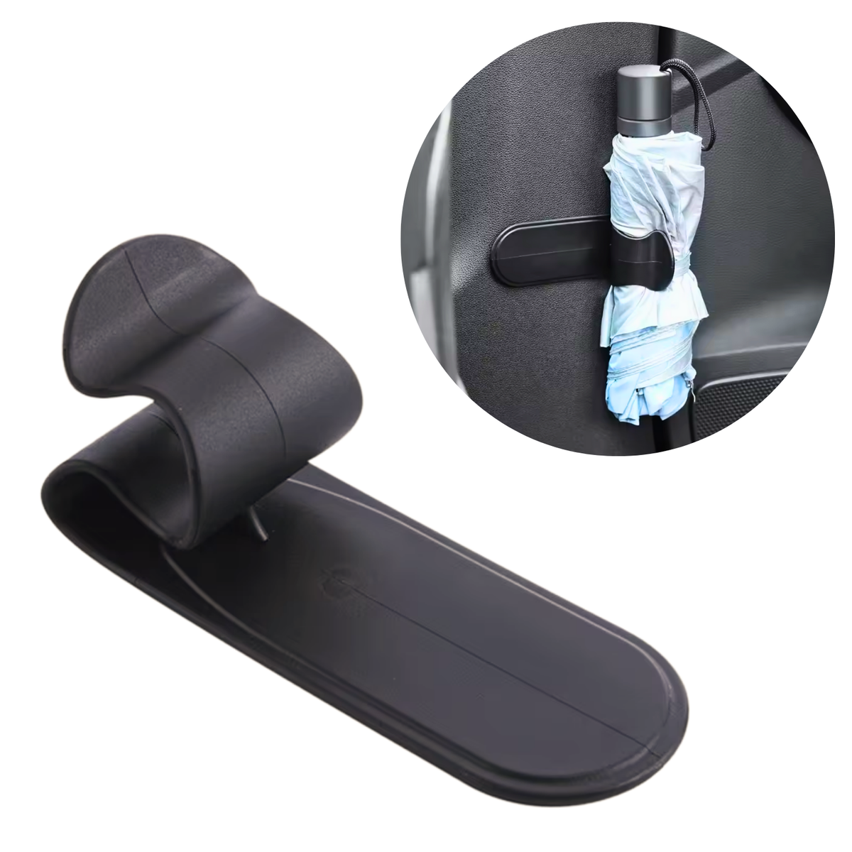 Auto Paraplu Houder Clip - Zelfklevend en Ruimtebesparend - Auto Organisator voor Alle Automerken - Universeel - Zwart