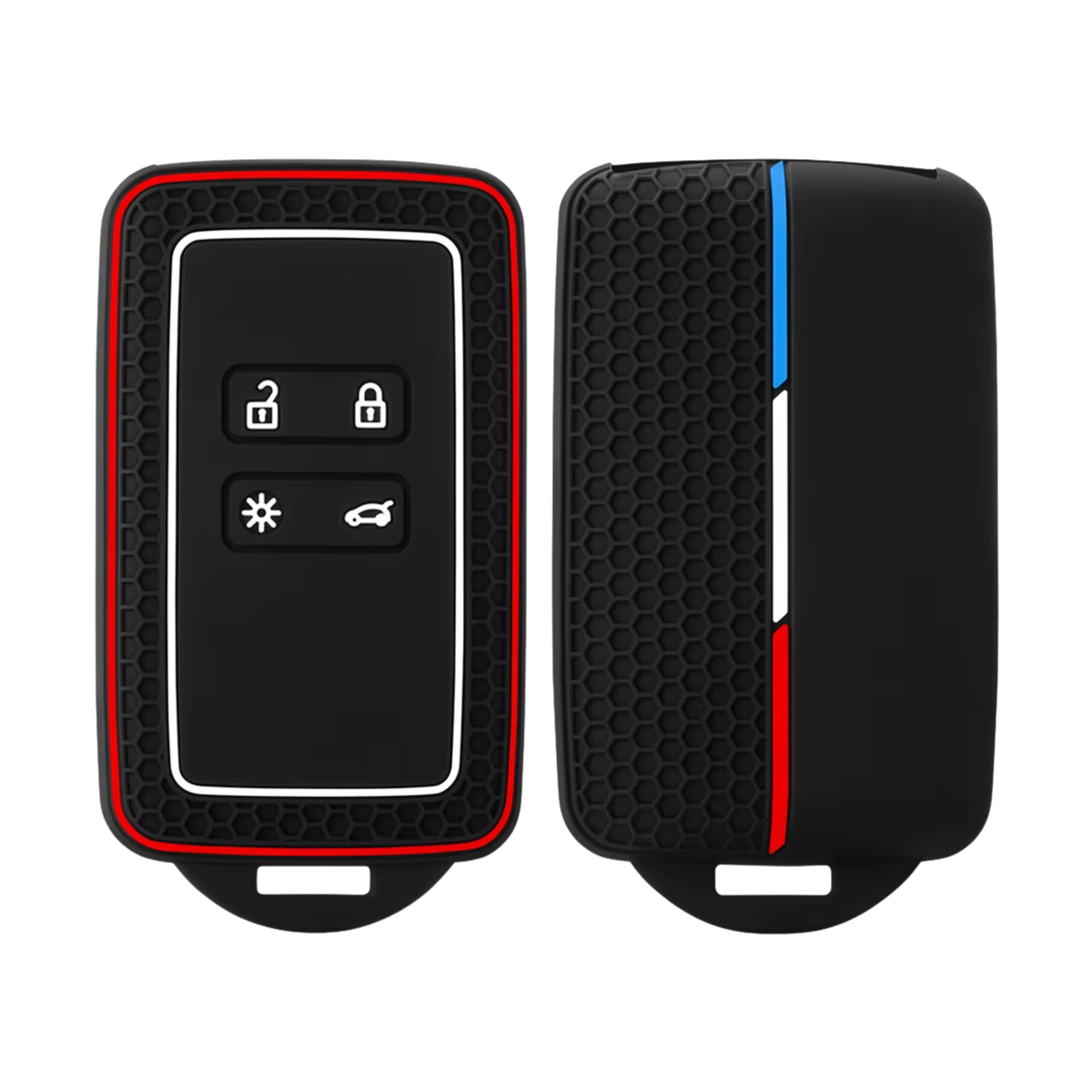 Siliconen Sleutelcover - Sleutelhoesje Geschikt voor Renault Clio / Laguna / Koleos / Megane / Fluence / Zoe / Scenic / Captur - Key Cover Autosleutel - Blauw, Wit, Rood en Zwart - Auto Accessoires