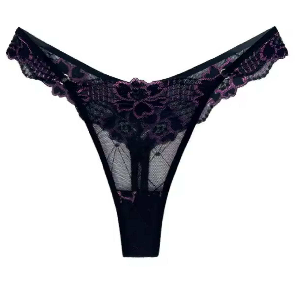Kanten Dames String - Zwart - Comfortabel Zacht Kant Met Bloemen - Brazilian / Slip / Onderbroek - Sexy Lingerie / Ondergoed Voor Vrouwen - Maat XL