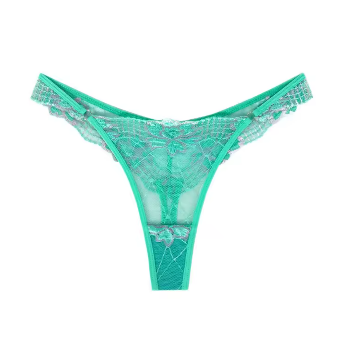 Kanten Dames String - Groen - Comfortabel Zacht Kant Met Bloemen - Brazilian / Slip / Onderbroek - Sexy Lingerie / Ondergoed Voor Vrouwen - Maat S