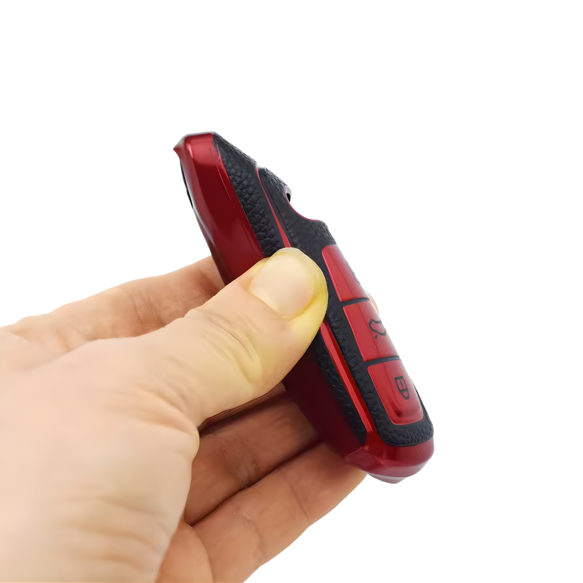 Kunst Leren Sleutelcover - Sleutelhoesje Geschikt voor Audi A3 / A4 / B9 / A6 / C8 / A7 / S7 / 4K / A8 / D5 / S8 / Q7 / Q8 / SQ8 / E-tron / 2018 / 2019 / 2020 / 2021 / 2022 - Zwart met Rood - Key Cover - Auto Accessoires