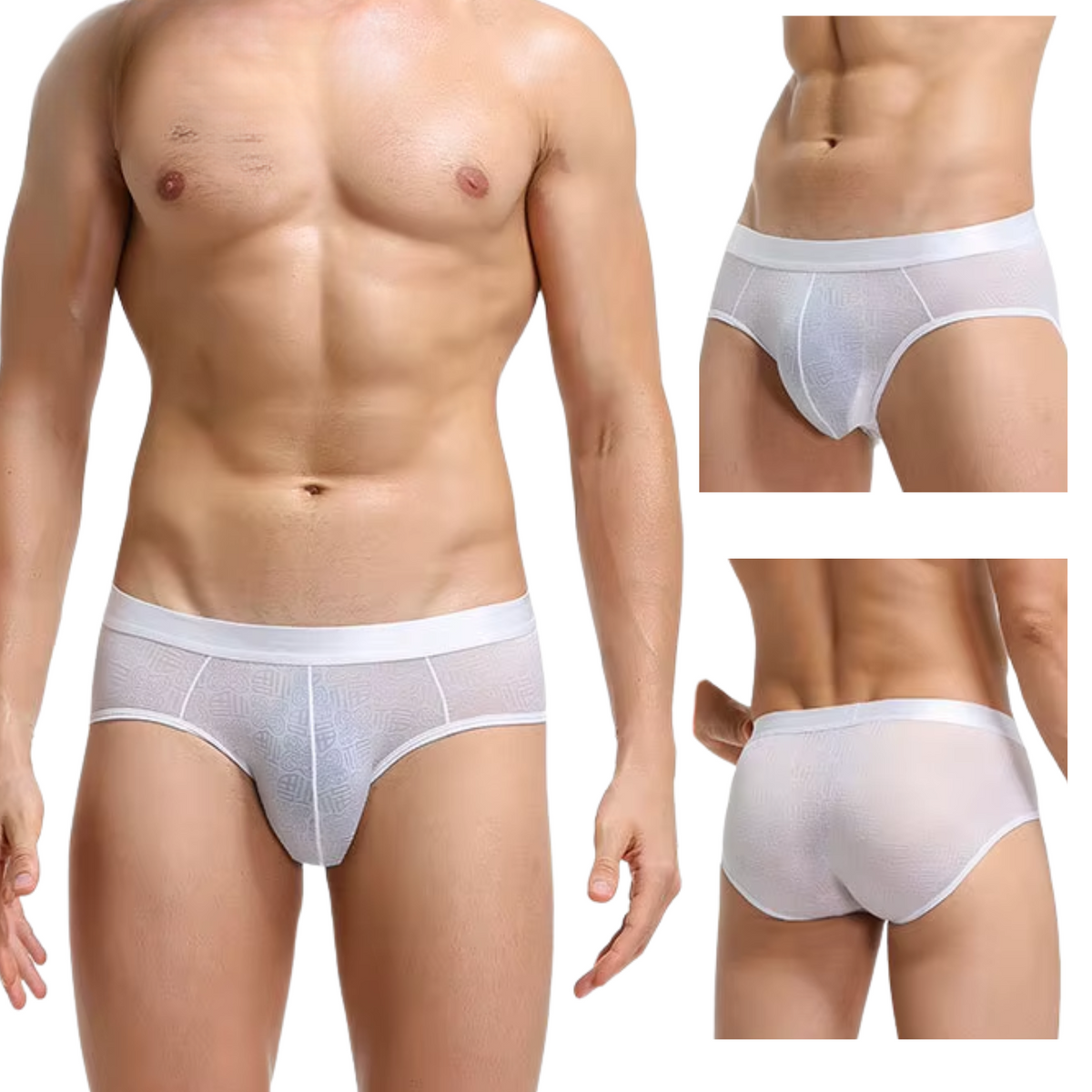 Heren Slip Transparant - Slip Doorzichtig Wit - Sexy Mesh Design - Mannen Onderbroek - Lingerie Voor Mannen - Ondergoed Maat XXL