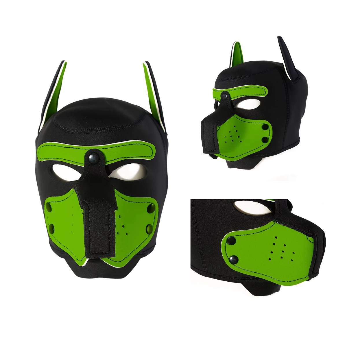 Honden Masker - Zwart & Groen - Puppy Play - BDSM Roleplay & Cosplay - Unisex - Sex Speeltjes Toys - Erotiek - Bondage Masker - OneSize