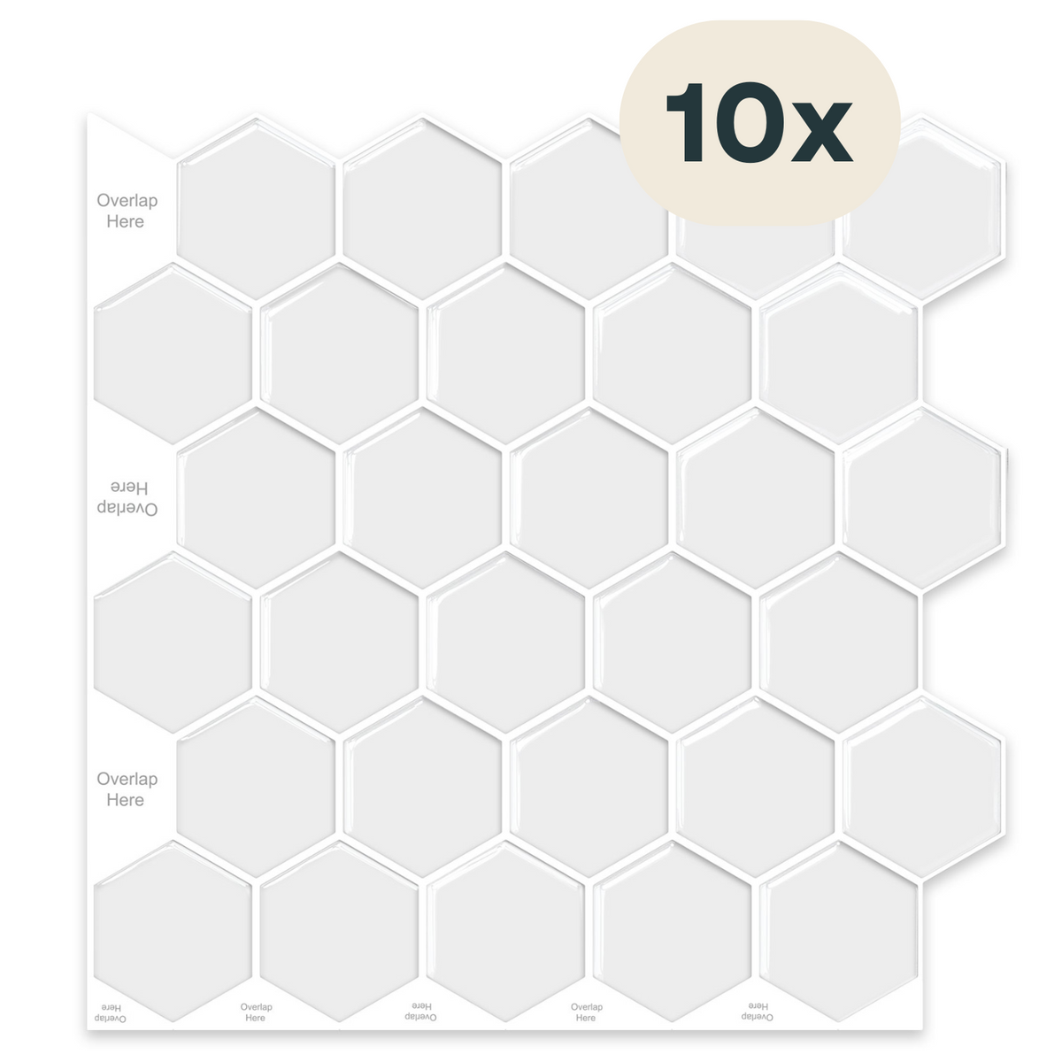 Solusia Zelfklevende Plaktegels Wit – 10 Luxe Plaktegels voor Wand – Waterdichte Wandpanelen voor Keuken, Badkamer en Toilet – 30 x 30 cm – Makkelijk aan te brengen - Tegeltjes Tegelstickers - Hexagon Mozaïek