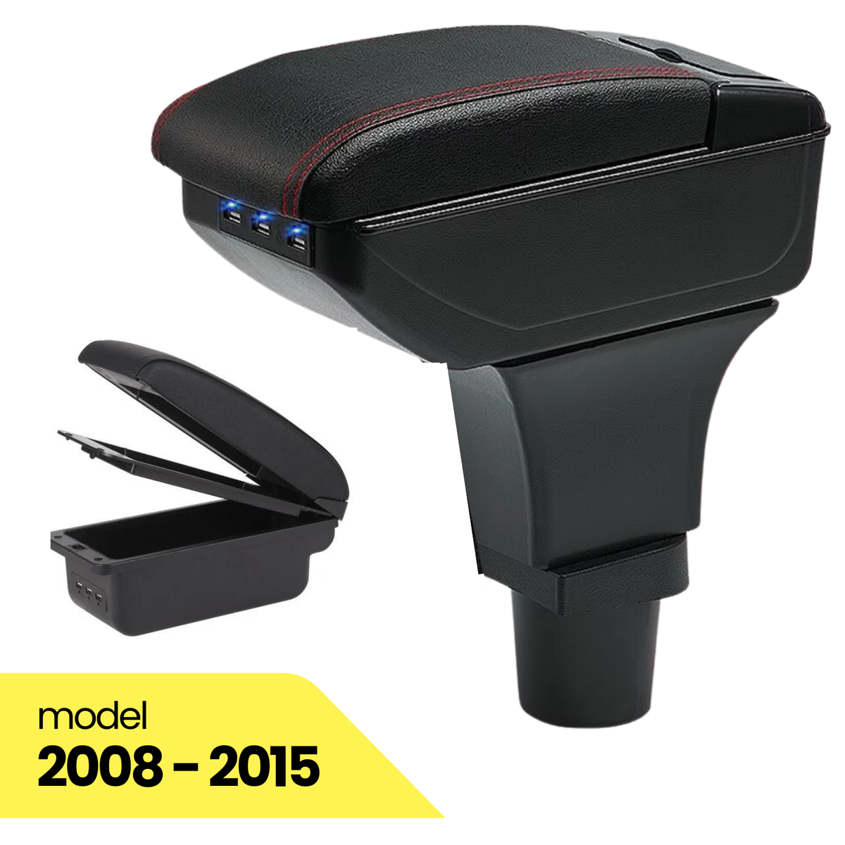 Multifunctionele Armsteun - Geschikt voor Fiat 500 (2008-2015) - 7 USB Aansluitingen - Opbergvakken - Bekerhouder