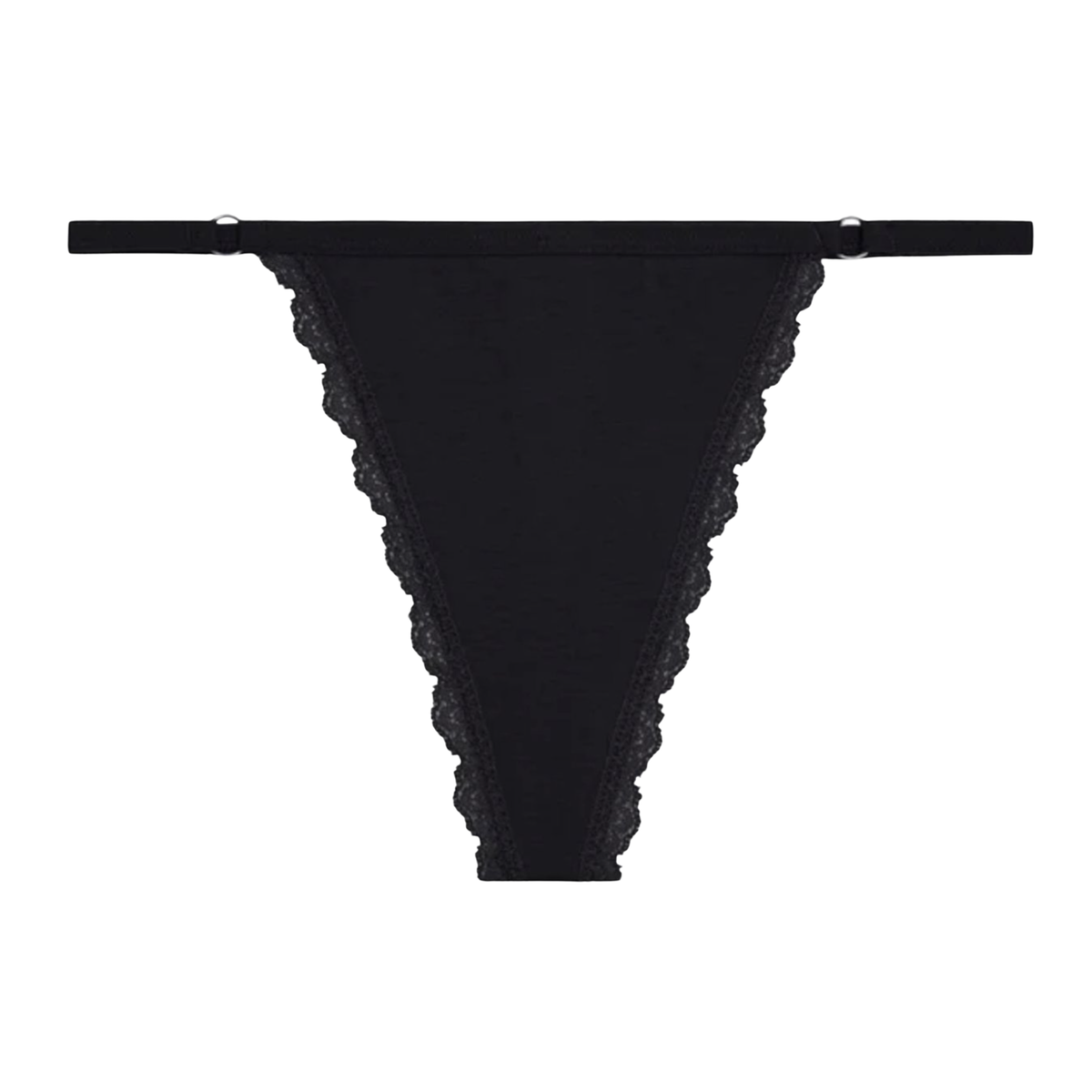 4 Pack - Sexy Dames String - Zwart - Katoen Ondergoed - Kant & Smalle Bandjes - Dames Lingerie / Onderbroek / Slip Set - Maat M