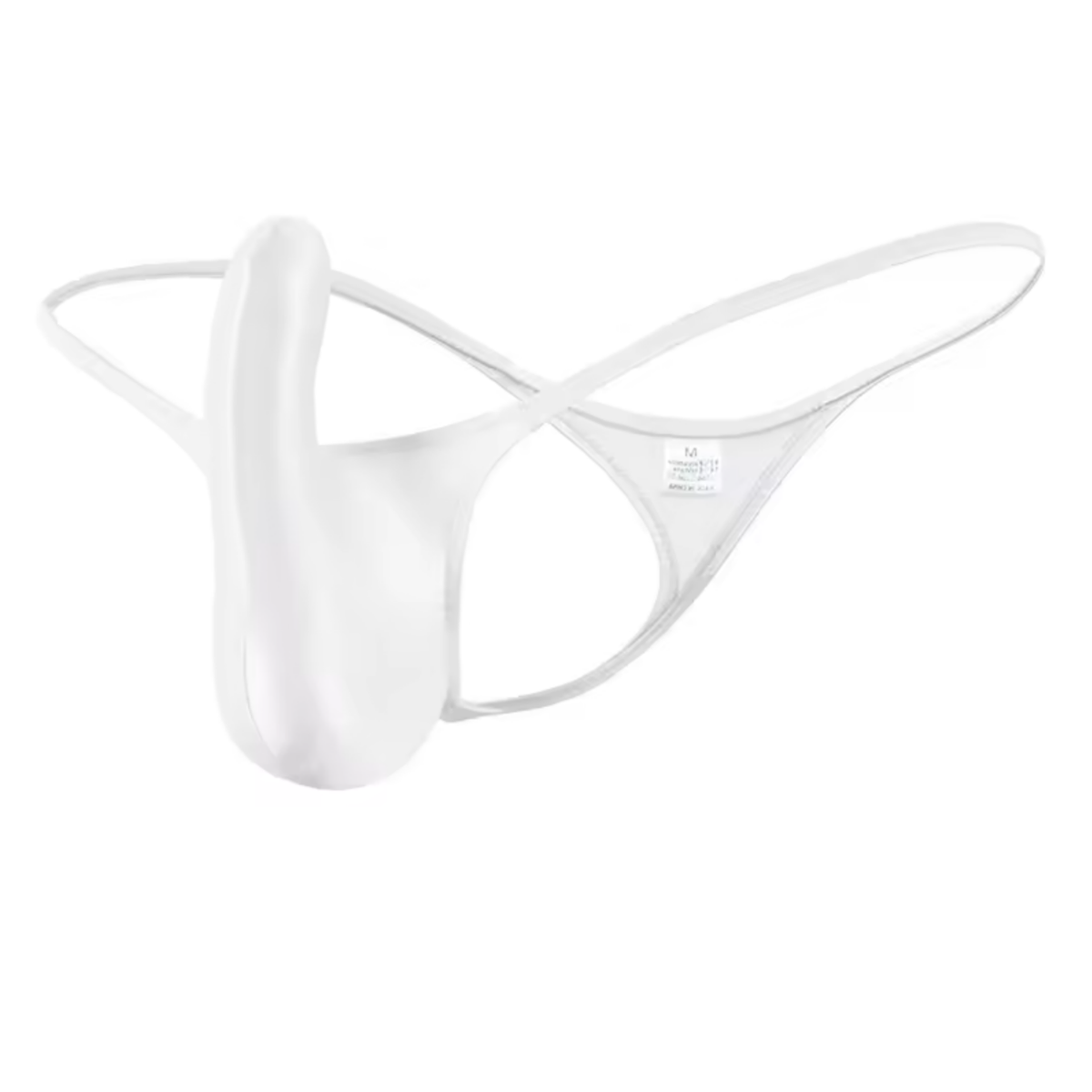 Heren Satijnen G-String – Wit - Sexy Pouch Ondergoed – Glanzend Satijn - Lage Taille en Hoge Elasticiteit – Onderbroek / Slip - Mannen Lingerie - Maat XL