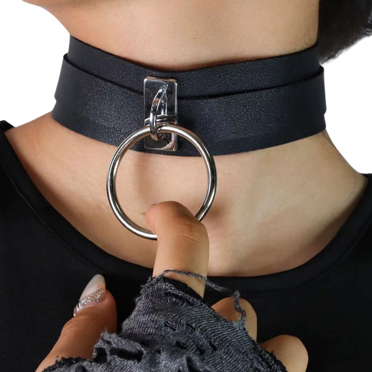 Sexy BDSM Choker Hals – Bondage Harnas - Kunstleer met Ring – One Size – Mannen en Vrouwen - Erotiek & Bondage - Tuigje - BDSM Sex Toys