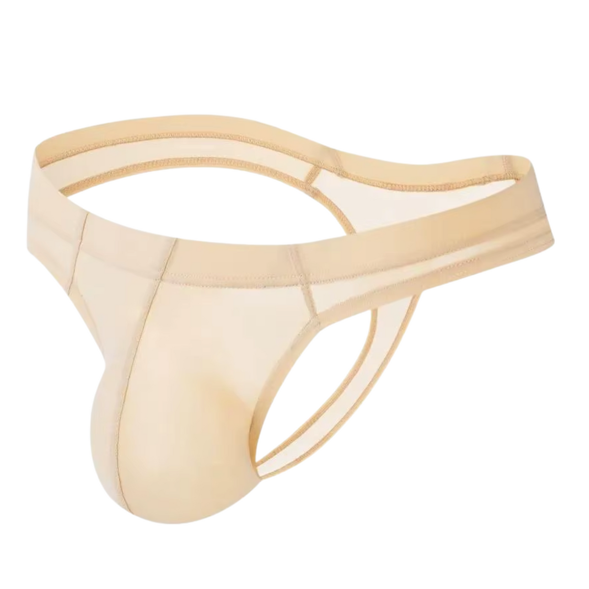 Heren String Transparant - G-String Doorzichtig Beige / Nude - Sexy Mesh Design - Mannen Onderbroek - Lingerie Voor Mannen - Ondergoed Maat L