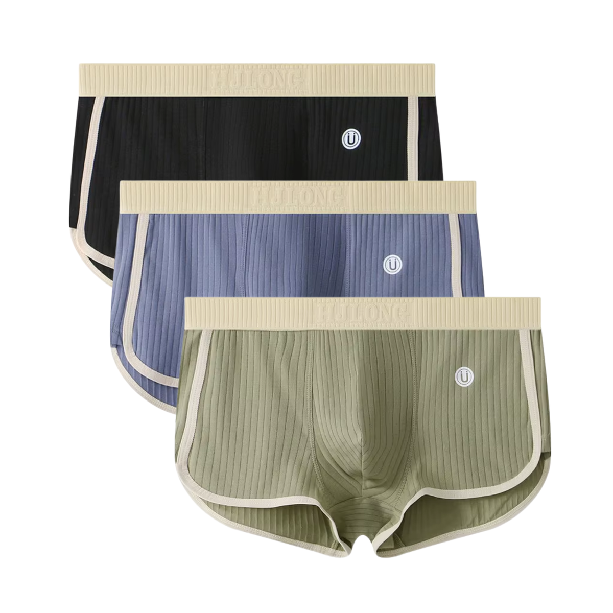 3-Pack - Heren Boxershort Ribbel - Boxer Blauw, Zwart en Groen - Sexy en Comfortabel Design - Mannen Onderbroek - Lingerie Voor Mannen - Ondergoed Maat XXL / 2XL