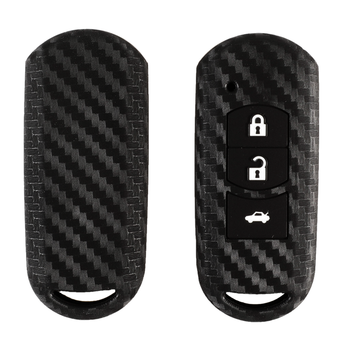 Zachte Carbon Sleutelcover met Knoppen - Sleutelhoesje Geschikt voor Mazda 2 / 3 / 5 / 6 / CX-3 / CX-5 / CX-7 / CX-8 / Demio - Siliconen Materiaal - Sleutel Hoesje Cover - Auto Accessoires