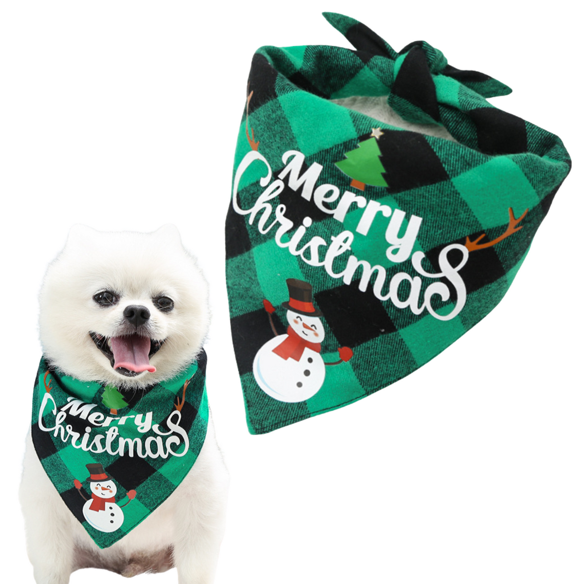 Kerst Sjaaltje 'Merry Christmas' - Hond & Kat - Winter Halsband - Honden Das Groen - Kerstpakje voor Honden en Katten - Hondentrui - Kerstkostuum - Hondenkleding - Maat L