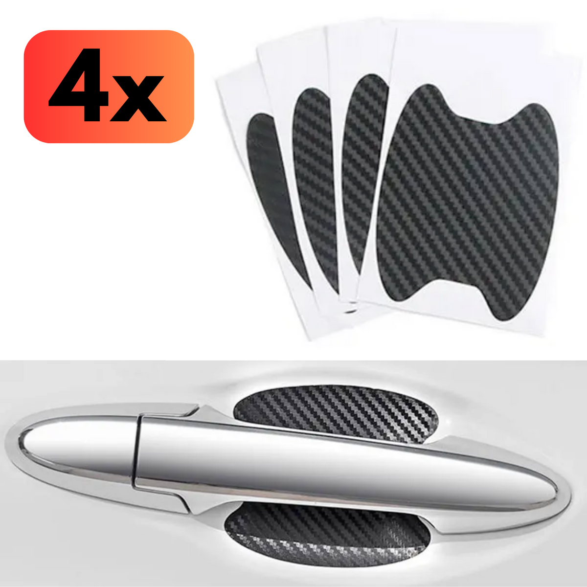 Deurgreep Sticker Carbon - 4 Stuks - Anti Krassen - Zelfklevend - Handgreep Autosticker Universeel - Exterieur Styling Deur - Auto Accessoires Stickers