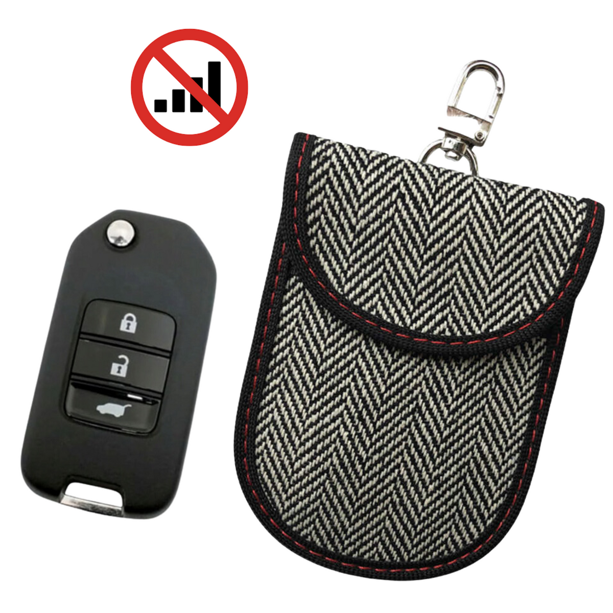 Anti Diefstal Sleutelhoesje Grijs - Autosleutel RFID Case - Blokkeert Signalen - Sleutelcover met Sleutelhanger - Sleutel Etui Keyless Entry - Antidiefstal - Pinpas