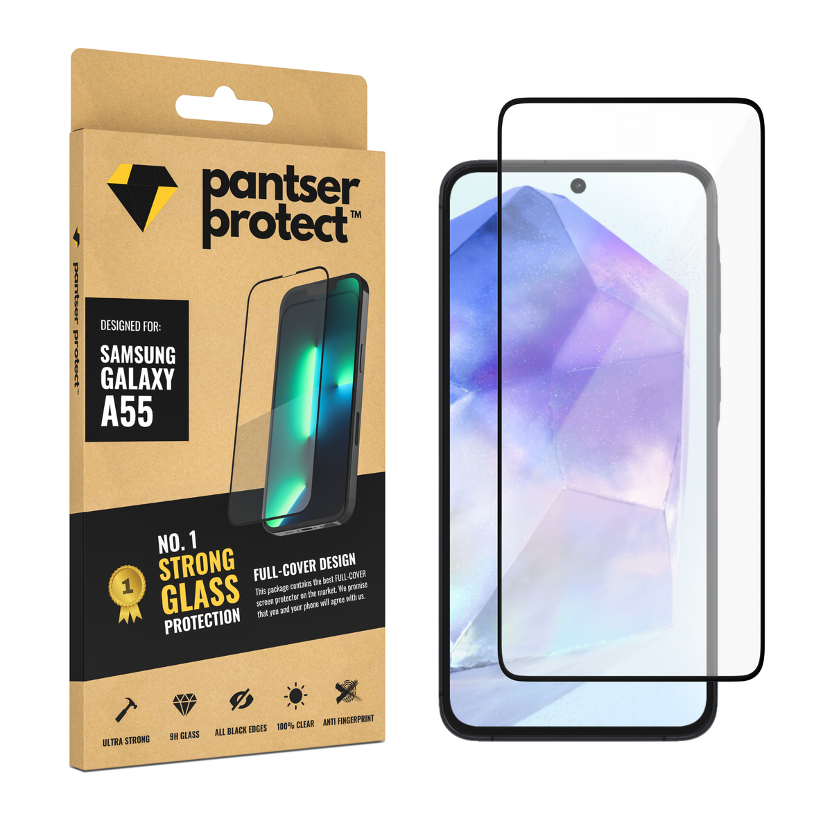Pantser Protect™ Glass Screenprotector Geschikt voor Samsung Galaxy A55 - Case Friendly - Premium Pantserglas - Glazen Screen Protector