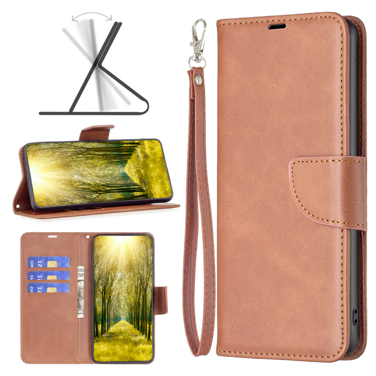 Hoesje Bruin - Geschikt voor Samsung Galaxy S21 FE - Portemonnee Book Case - Boekje Met Kaarthouder / Pasjeshouder en Magneetsluiting - Booklet - Wallet Beschermhoes - Telefoonhoesje
