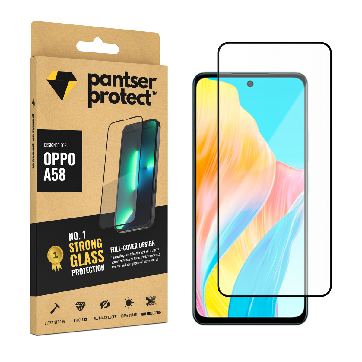 Pantser Protect™ Glass Screenprotector Geschikt voor OPPO A58 - Case Friendly - Premium Pantserglas - Glazen Screen Protector