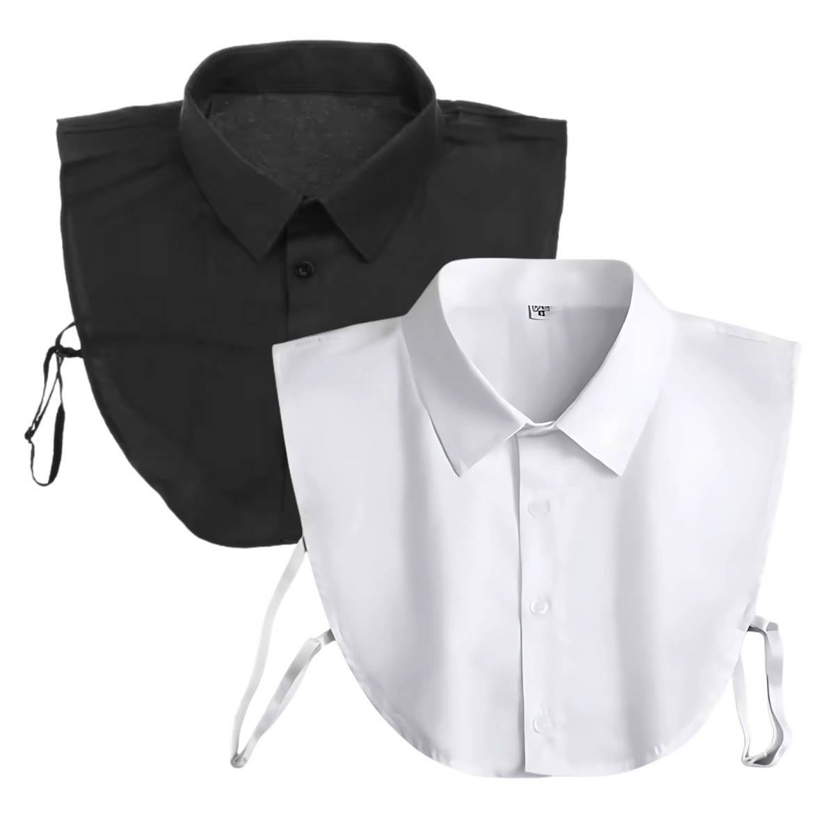 Losse Blouse Kraag Dames - 2 Stuks - Wit & Zwart - Fake Kraagje Onder Trui of Jurk - Afneembare Opstaande Kraag - Overhemd Blouse Kraag - Accessoire Kleding - One Size