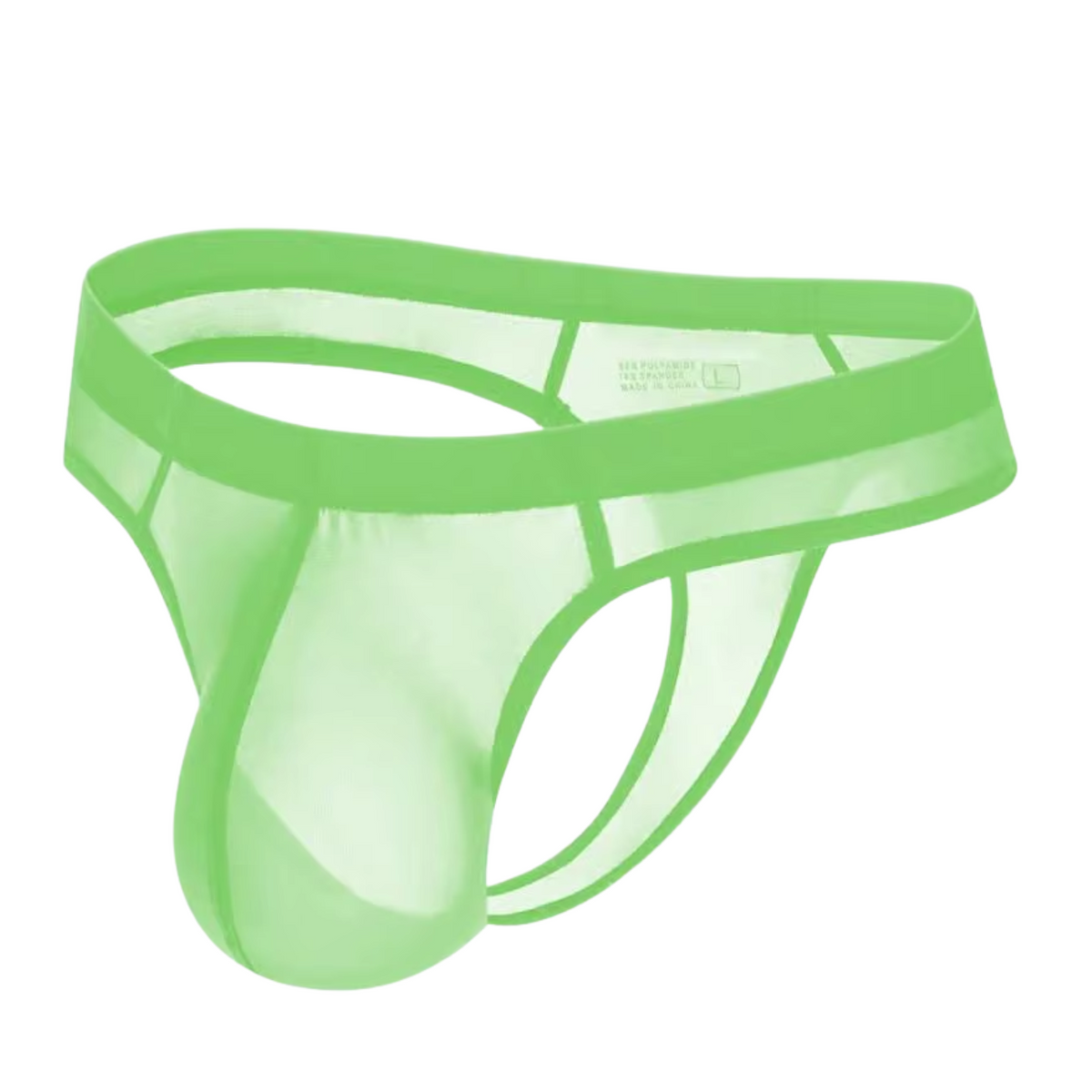 Heren String Transparant - G-String Doorzichtig Groen - Sexy Mesh Design - Mannen Onderbroek - Lingerie Voor Mannen - Ondergoed Maat M