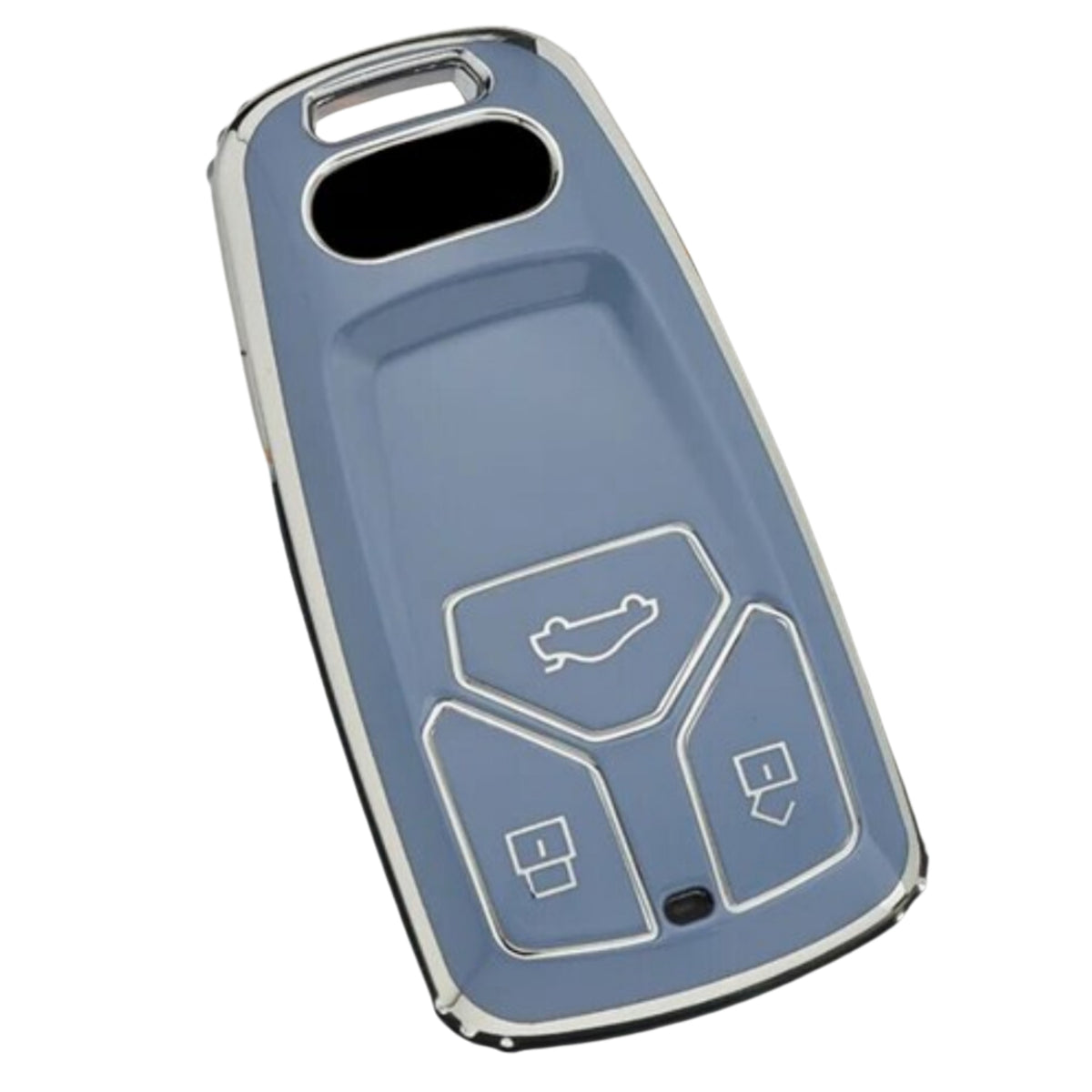 Zachte TPU Sleutelcover - Geschikt voor Audi A4 / A5 / A6 / A7 / S4 / S5 / S6 / Q5 / TT / RS - Blauw met Zilver - Sleutel Hoesje Cover - Auto Accessoires