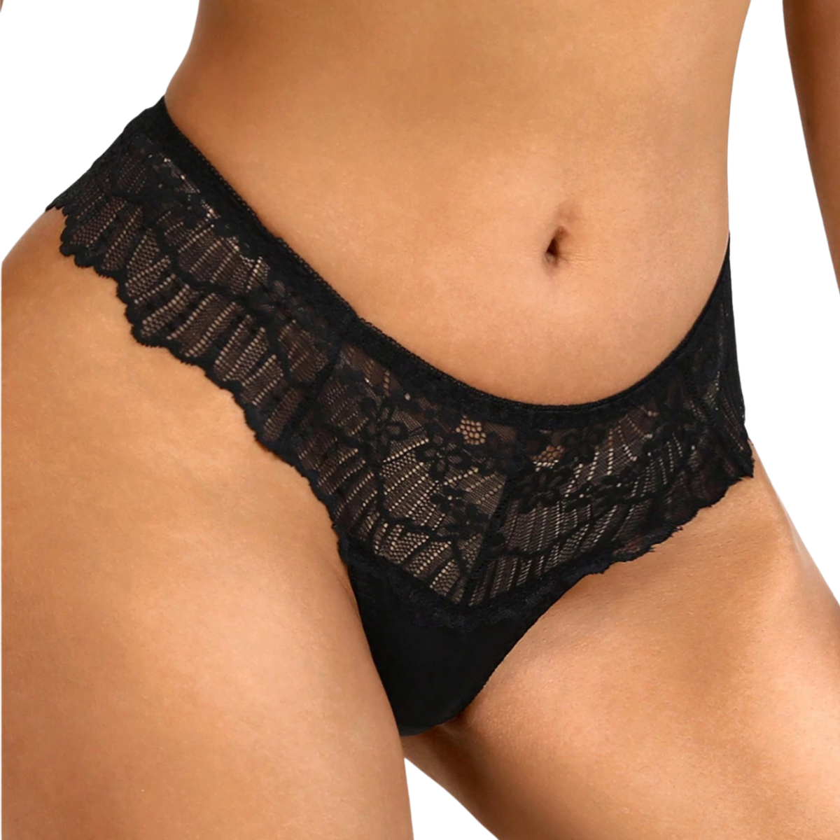 Luxe Zwarte Dames String van Kant – Elegante & Comfortabele Lingerie – One Size - Sexy Slip